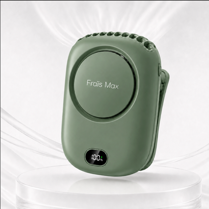 Ventilateur portable silencieux Le FRAÏS Pro vert clipsé à la ceinture
