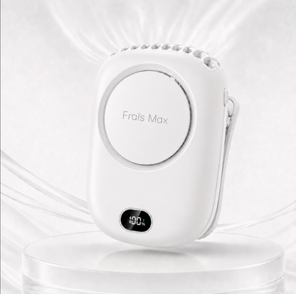 Ventilateur portable silencieux Le FRAÏS Pro blanc avec clip ceinture, écran numérique et sortie d'air supérieure