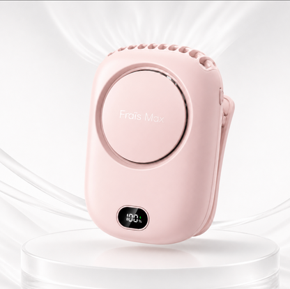 Ventilateur silencieux rechargeable Le FRAÏS Pro rose avec écran de batterie et clip de fixation